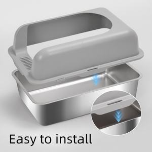 Exterior grande mejor casa portátil de acero inoxidable Pmself limpieza lavable portátil reutilizable inodoro caja de arena para gatos - Product Image 3