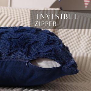 Наволочка для дивана/кресла с жаккардовым узором из мягкого плюшевого искусственного меха с синими звездами, декор ко Дню независимости, в стиле фермерского дома - Product Image 5