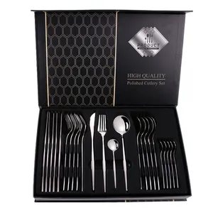 Jieyang Luxury Flatware Mirror Forged Personnalised Stainless Steel 24 Piece Silver Cutlery Set