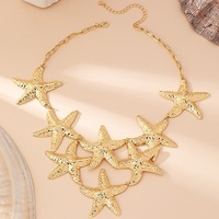 Nouveau Collier Étoile de Mer Géométrique Cinq Branches en Métal Électroplaqué, Style Punk Européen et Américain, Vente Directe Usine, Tendance Rongsong