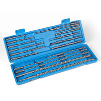19 pièces par jeu Forets à percussion en carbure à tige SDS Plus avec boîte en plastique Double spirale à rainures Forets à percussion rotatifs utilisés pour la pierre