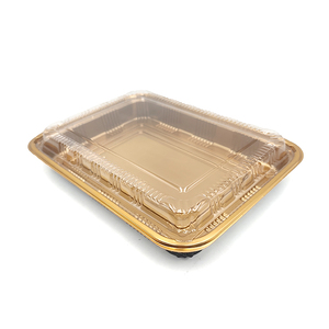 JY-830 Milieuvriendelijke gouden rechthoekige lunchbox met deksel, voedselverpakking, groothandel, zwarte kunststof - Product Image 6