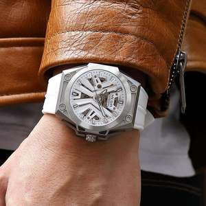 Megir 8603 Men Sport Watch Fashion Hollow Luminous Pointer Dial Hands 8603G <b>Automatic</b> Mechanical Movement Silicone Band - Product Image 5