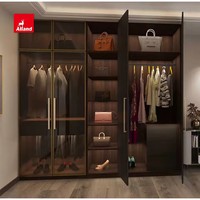 AllandCabinet kustom berengsel kayu lapis kamar tidur gadis Modern transparansi pintu kustom sistem lemari lemari pakaian mewah