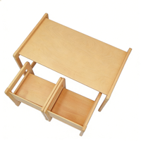 Ensemble table et chaise Montessori pour tout-petits, table et chaise cube en bois massif naturel pour garçons et filles