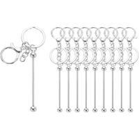 Meilleures ventes : Barres de porte-clés en métal perlé, vierges, en gros, créatives et mignonnes, pour la fabrication de bijoux DIY, fournitures pour cadeaux, prêtes à expédier (RTS)