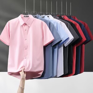 <span class=keywords><strong>Camicia</strong></span> Estiva Formale da <span class=keywords><strong>Uomo</strong></span> a Maniche Corte, 100% Cotone Satinato, Protezione UV, Fresca e Traspirante, Tinta Unita, Vestibilità Comoda - Product Image 3