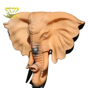 Outdoor garden water feature Landscape Design stone art sculpture Marble statue Elephant Head wall hanging Fountain