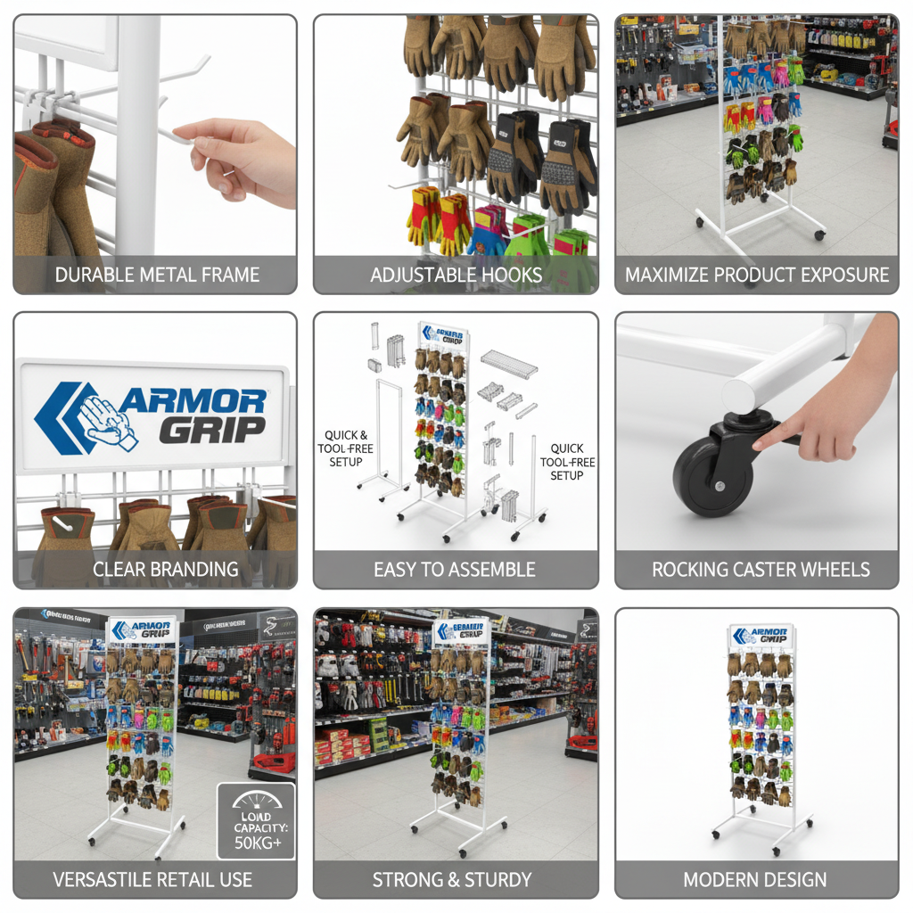 Custom Metal Glove Display Rack Cloths Rack Freestanding Portable Garment Stand for Retail Boutique Store — view 5