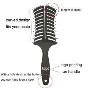 Poignée de revêtement en caoutchouc de marque privée, Long et épais, en Nylon, trou de ventilation, brosse à cheveux, barbe à cheveux incurvée - Product Image 4