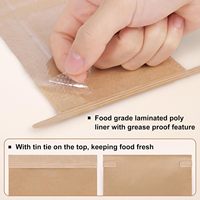 Sacs en papier kraft personnalisés multi-tailles avec fenêtre et fermeture à lien métallique, sacs en papier brun pour biscuits, café, autocollants faits main