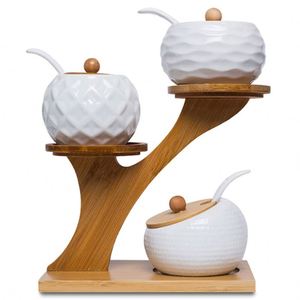 Professional Custom Bamboo 3 Tier <b>Kitchen</b> Spice Rack Organizer and Spice Jars Set - Product Image 1