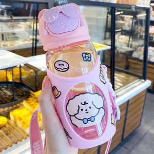 Cartoon Kid Water Sippy Cups Portable Children's <b>Straw</b> <b>Bottle</b> With Strap High Quality Leakproof Cup Sports - Product Image 4