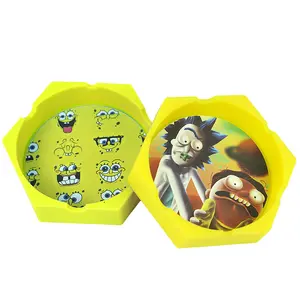 美しいラウンドパターン印刷アッシュトレイカスタムロゴ屋内/屋外喫煙ギフト家庭用またはオフィス用 - Product Image 6