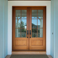 Porte d'entrée LongTai, porte intelligente en bois massif, double cadre sans cadre, verre simple, demi-ronde, en bois pour maison, porte d'entrée moderne