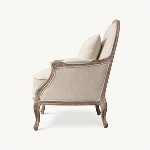 Divano <span class=keywords><strong>e</strong></span> Sedia in Stile Nord Europeo <span class=keywords><strong>e</strong></span> Americano, in Legno di Quercia con Seduta in Tessuto di Lino, Arredamento Vintage per Soggiorno - Product Image 5