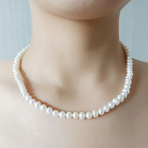 女性のための新しい白い淡水養殖真珠ネックレス<span class=keywords><strong>18k</strong></span>ゴールドステンレス鋼バックルチョーカーパールジュエリーアニバーサリーギフト - Product Image 5