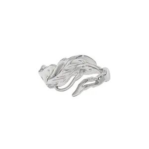 Irregular wing feather texture ring sterling silver 925 rings fashion jewelry rings
