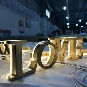 Nhà Máy Tùy Chỉnh Vàng Chải Thép Không Gỉ Cử<span class=keywords><strong>a</strong></span> Hàng Thương Hiệu Tên Thư 3D Backlit LED Biểu Tượng Dấu Hiệu Không Thấm Nước Thân Thiện Với Môi - Product Image 4