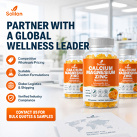Complément alimentaire en vitamine C en gros, marque Solilan, OEM ODM, soutient le système digestif, gommes au calcium, au magnésium et au zinc pour des os solides