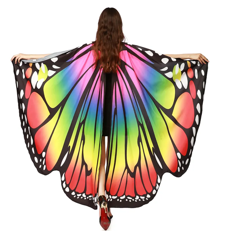 Amazon Ebay Hotsale Mode Schmetterling Strand Schal Frauen Pashmina Wing Cape Schal Wrap Geschenke Neuheit Druck Schals Farbverlauf Farbe