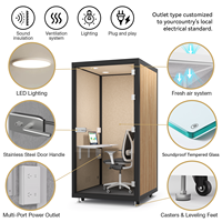 Cabine de bureau insonorisée portable, cabine téléphonique individuelle, 35 dB, montage rapide, ventilation, bureau LED, maison