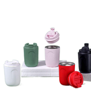 Tasse à café miniature personnalisée avec logo, en acier inoxydable, pour le voyage et le bureau, avec couvercle