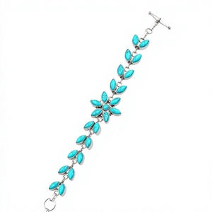 Sleeping Beauty Turquoise <b>Bracelet</b>, Handmade 925 <b>Sterling</b> <b>Silver</b> Plated Gemstone Jewelry, December Birthstone Gift Women - Product Image 1