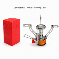 Réchaud de camping miniature personnalisé en acier inoxydable, ultraléger, avec allumage piézo, brûleur pliable pour la randonnée et le camping en plein air