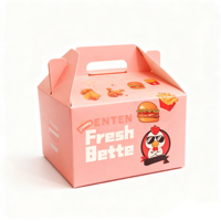Boîte personnalisée rose pour poulet frit Boîte d'emballage aéré pour ailes avec sauce Poulet croustillant et frites à emporter Boîte à pizza pour frites de poulet