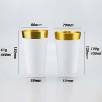 Mug en aluminium personnalisé avec logo, nouveau produit, pour fête, tasse à bière 450 ml, double paroi, réutilisable, certifié LFGB, marque TJ, tasse à boire
