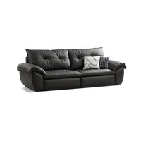 Ensemble de canapés en cuir véritable noir de style italien rétro 2025, minimaliste moderne avec cuir de vachette de première qualité pour le salon