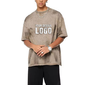 T-shirts pour hommes décontractés à épaules tombantes, manches courtes, surdimensionnés, de haute qualité, lavés, vintage, amples, sportifs, vente chaude - Product Image 5