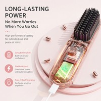 Lisseur de cheveux sans fil rechargeable Torlin Pink Mini, ions négatifs, outil de coiffage de voyage pour femmes, B2B Rush Brush