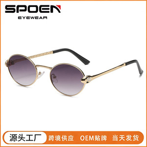 Metal <b>Round</b> Frame <b>Sunglasses</b> UV400 Men Fashion Sun Protection Adult Full Rim Style - Product Image 5
