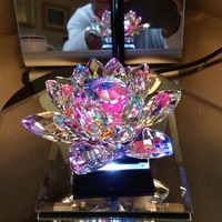 Base lumineuse LED Feng Shui Sparkle, cristal bleu, fleur de lotus, pour la décoration de la maison