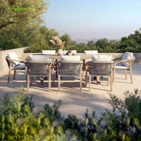 Vente en gros de table en bois de teck pour hôtel chaise de tissage en corde utilisée restaurant table longue en bois de teck