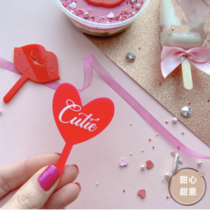 Adorno de acrílico para cupcakes con forma de corazón, para el Día de San Valentín, con diseño de miel y dulzura, para decoración de fiestas de cumpleaños. - Product Image 3