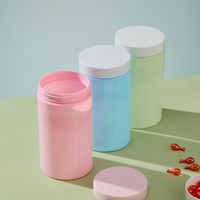 Offre Spéciale – Pot Rond en Plastique PET Finition Pastel, 68 mm de Largeur, 400 ml, avec Couvercle à Vis, Idéal pour l'Emballage de Comprimés, Bonbons Gélifiés et Snacks en Vente au Détail