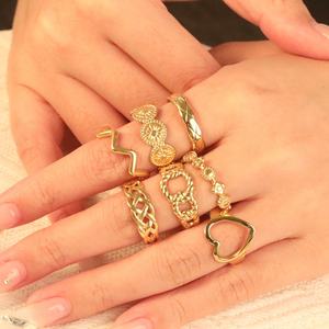 Fashion <b>Rings</b> Gold Color Open <b>Adjustable</b> Women's Jewelry Heart Shape Geometric Design Gift Occasion - Product Image 2