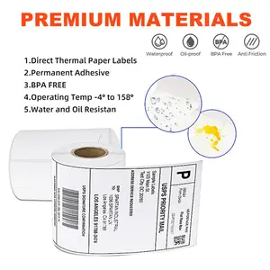 Directe Fabriek Voor Printer 4X6 Bluetooth Thermische Blanco Verzendlabel Zelfklevende Thermische Sticker Papierrol