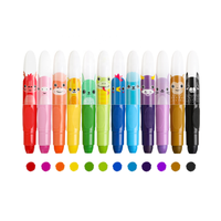 12pcs Crayons Jumbo Mignons 12 Couleurs Soyeux Grands Crayons Twistables Crayons Lavables Non Toxiques pour Coloriage Ensemble de Peinture Emballage