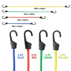 20pc Premium Bungee Cords Assorted Sizes Include 18" 24" 32" 40" Adjustable Elastic Bungee Straps