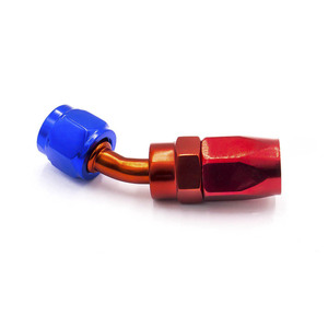 Conector de manguera de combustible AN4, curva de 45 grados de metal rojo y azul para modificación de automóviles - Product Image 1