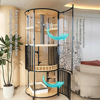 Maison pour chat multi-niveaux haut de gamme avec bac à litière intégré, structure ronde, espace de repos spacieux pour chat d'intérieur