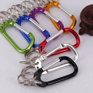 <b>Custom</b> LOGO Safety Spring Hook Carabiner Keychain Aluminum Alloy D Shape Multifunction Clip with 3 <b>Key</b> <b>Rings</b> Eco-friendly - Product Image 6