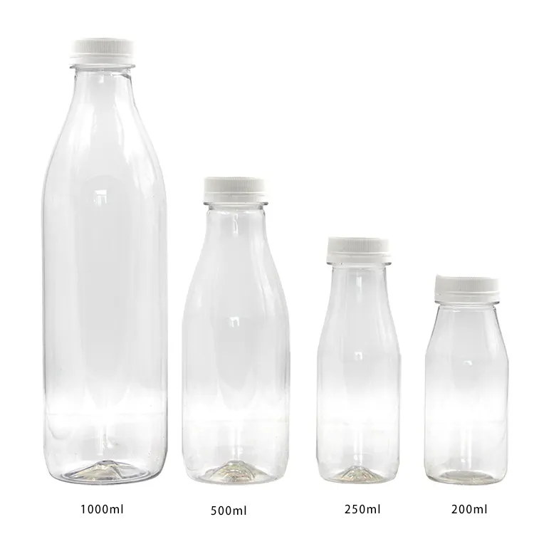 Lege Duidelijk Melk Sap Fles Verpakking 200Ml 250Ml 500Ml 1 Liter Fles Biologisch Afbreekbaar Pla Wegwerp Plastic Flessen