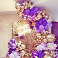 Kit de guirlandes de ballons pour décoration d'événements et de fêtes (mariages, anniversaires) – Or chromé, violet, violet foncé, lavande, violet macaron