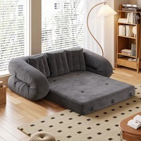 Ensemble de Meubles de Salon Modulable Luxueux et Moderne en Velours Côtelé, Canapé Lit Sectionnel en Forme de L, 2 ou 3 Places, Designs Paresseux Sous Compression à Vide