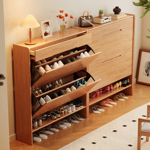 Zapatero de madera maciza ultrafino, moderno, minimalista, de gran capacidad, que ahorra espacio para apartamentos pequeños - Product Image 4